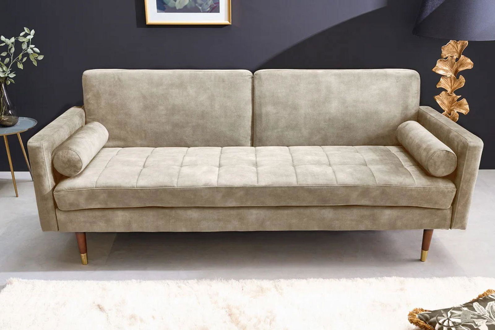 SOFA ROZKŁADANA COUTURE BEŻOWA / 43519 / INVICTA INTERIOR