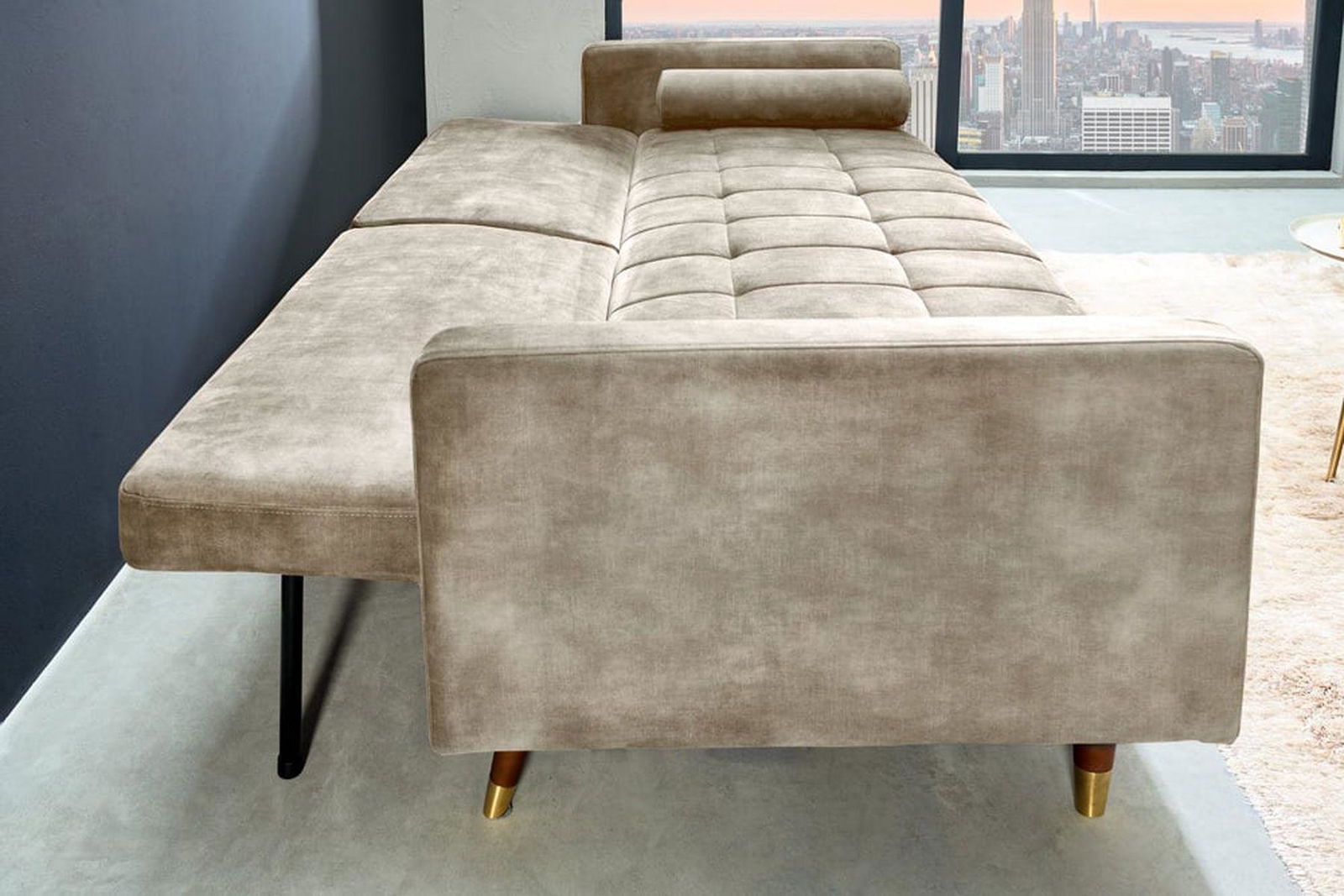 SOFA ROZKŁADANA COUTURE BEŻOWA / 43519 / INVICTA INTERIOR