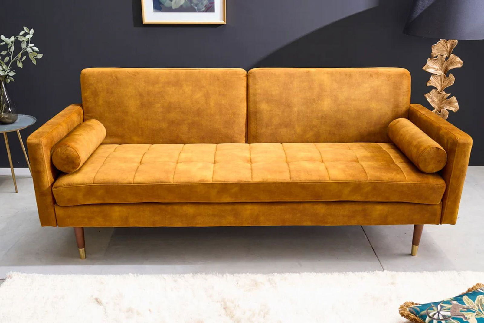 SOFA ROZKŁADANA COUTURE ŻÓŁTA / 42490 / INVICTA INTERIOR