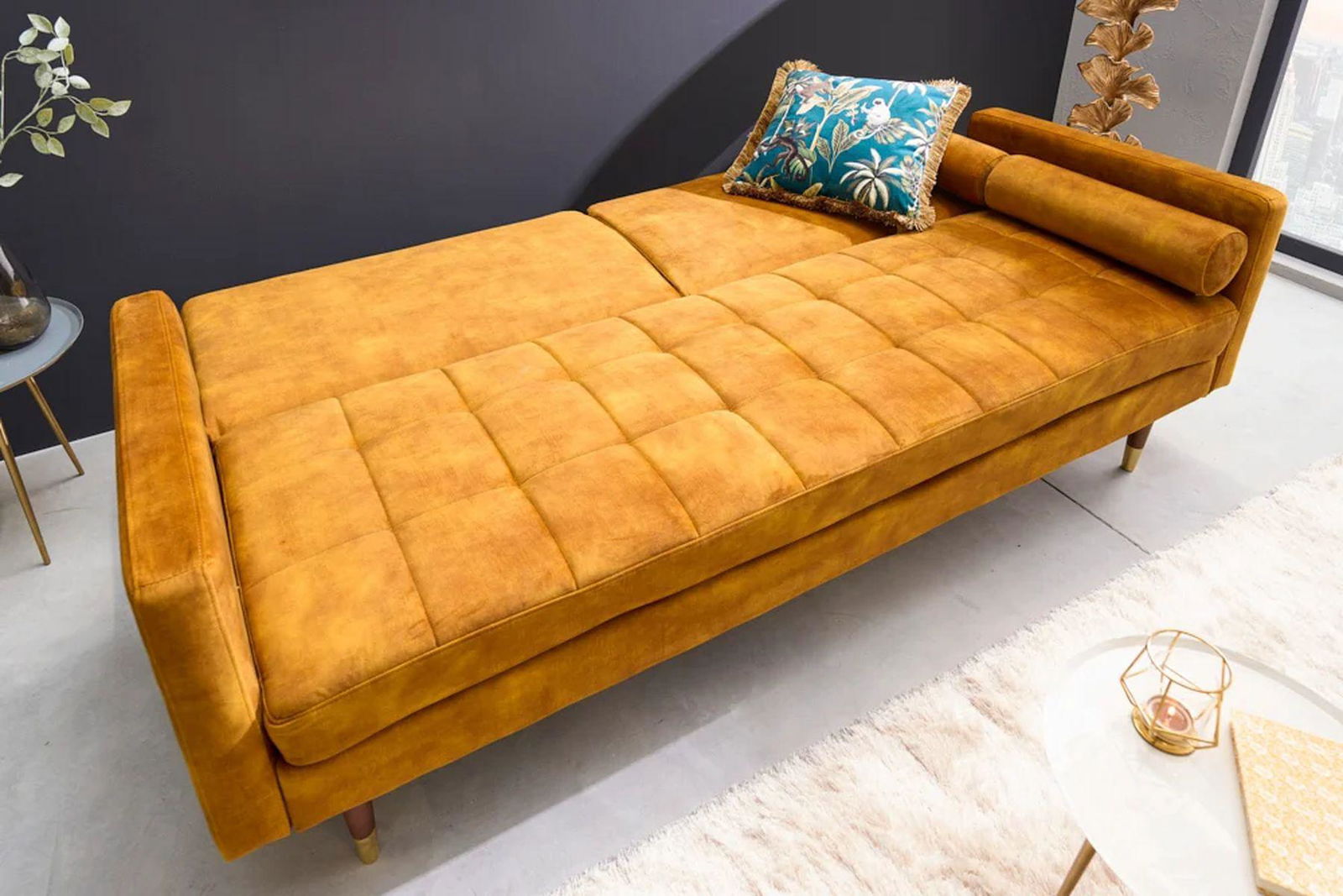SOFA ROZKŁADANA COUTURE ŻÓŁTA / 42490 / INVICTA INTERIOR