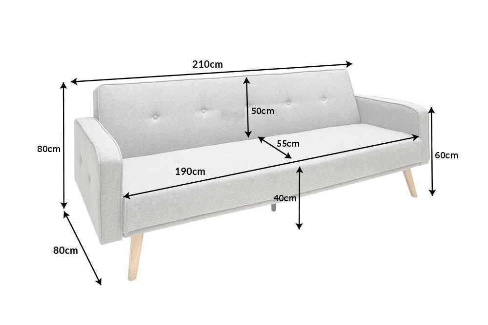 SOFA SCANDINAVIA 210 CM ANTRACYT / 39248 / INVICTA INTERIOR