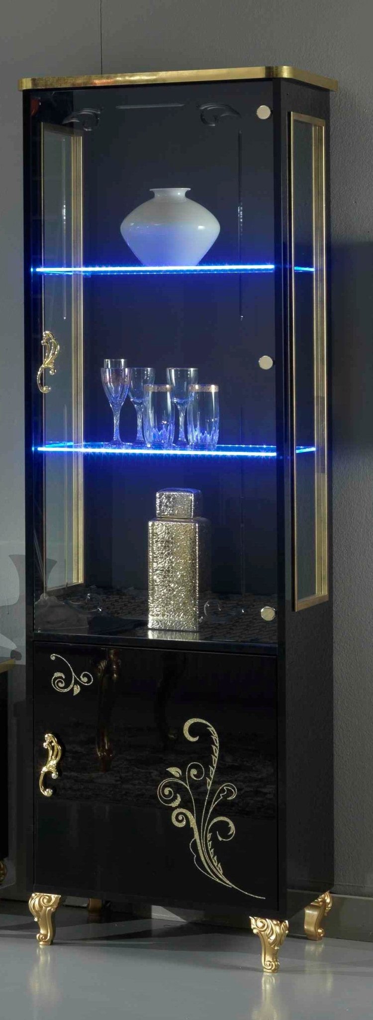 WŁOSKA NOWOCESNA WITRYNA 1 DRZWIOWA SOFIA DO SALONU CZARNA / BC