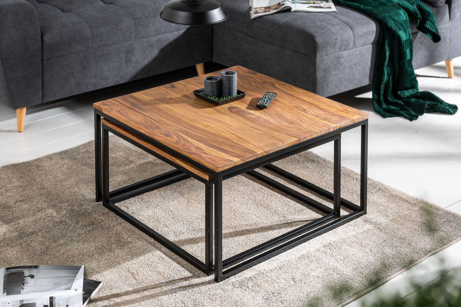 STOLIKI KAWOWE 2 szt ELEMENTS SHEESHAM  / 40001  / INVICTA INTERIOR