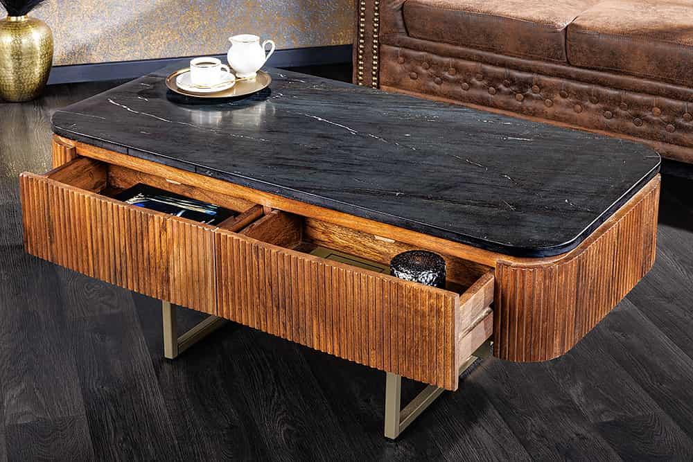 STOLIK GATSBY MANGO CZARNY MARMUROWY BLAT /110CM / 43338 / INVICTA INTERIOR