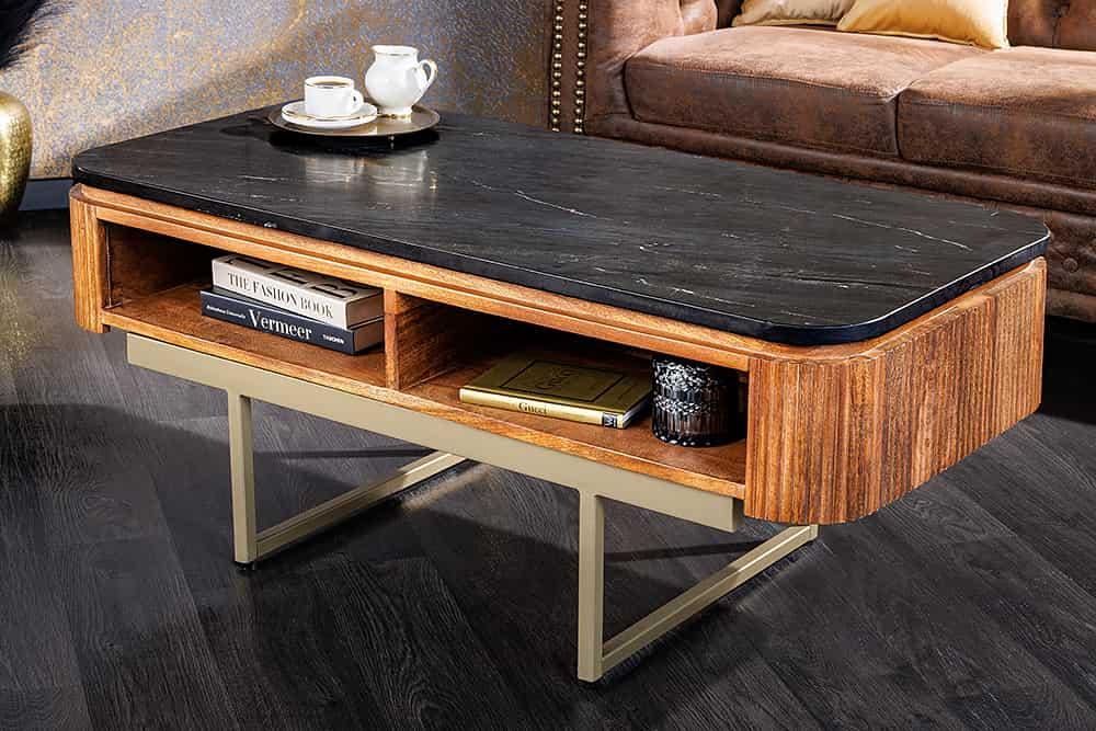 STOLIK GATSBY MANGO CZARNY MARMUROWY BLAT /110CM / 43338 / INVICTA INTERIOR