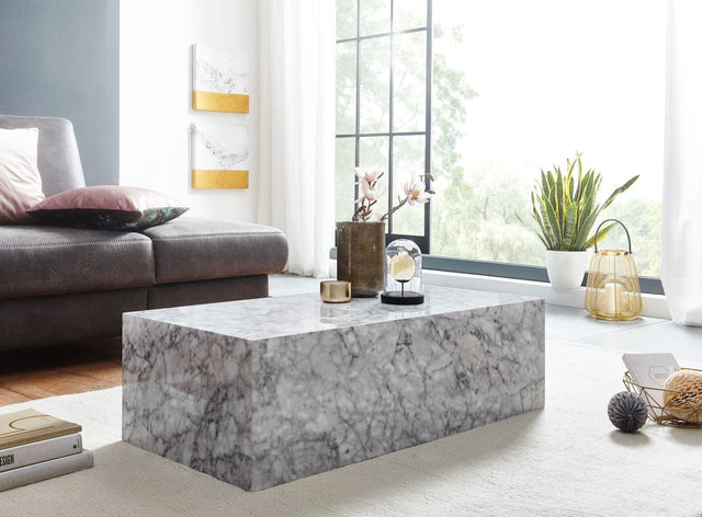 STOLIK KAWOWY 100 CM OPTYKA MARMUR MDF BIAŁY  Wohnling / WL6.321