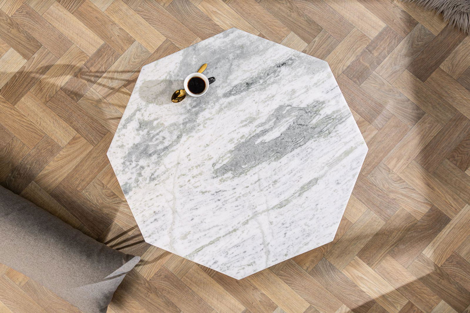STOLIK KAWOWY DIAMOND 69 CM MARMUR BIAŁY / 40393  / INVICTA INTERIOR