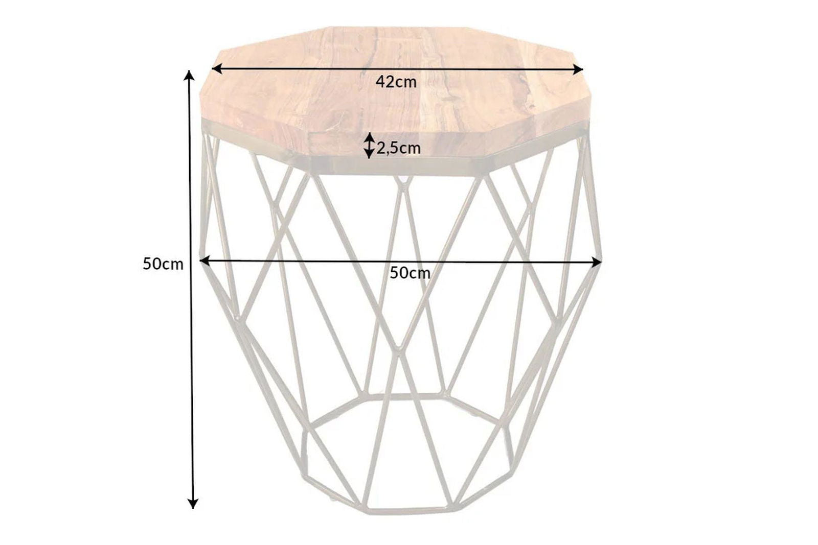 STOLIK KAWOWY DIAMOND NATURALNA AKACJA 50 CM / 41855  / INVICTA INTERIOR