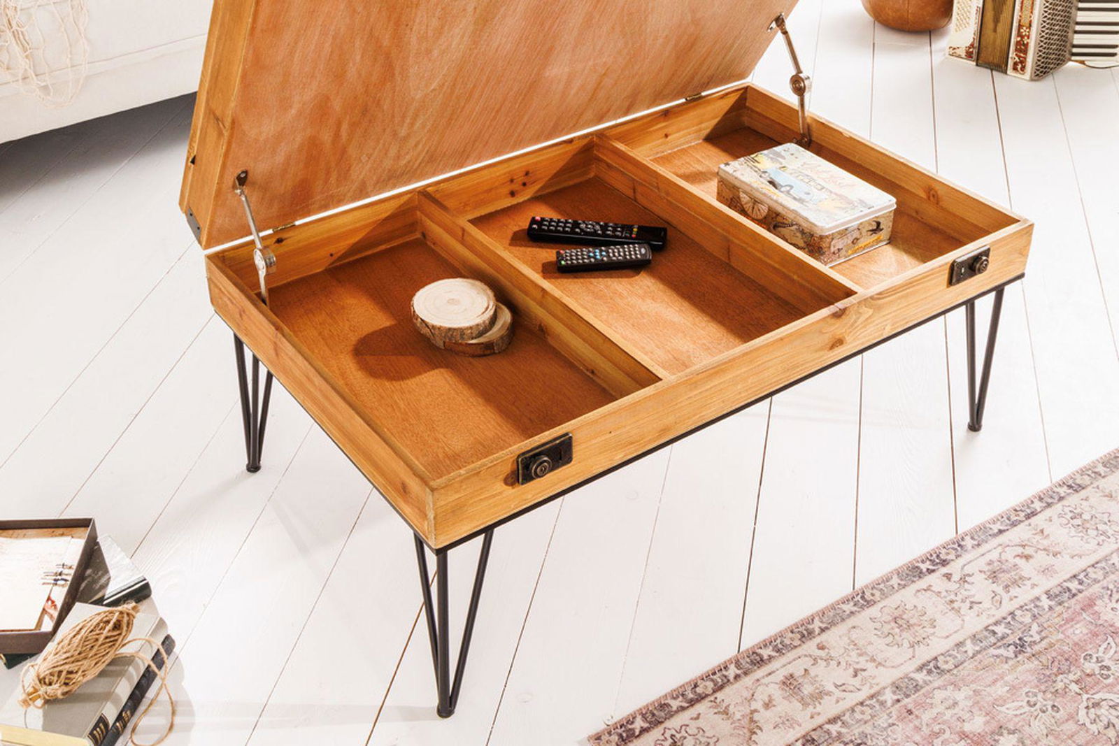 STOLIK KAWOWY DREWNO JODŁA 100 CM / 41192  / INVICTA INTERIOR