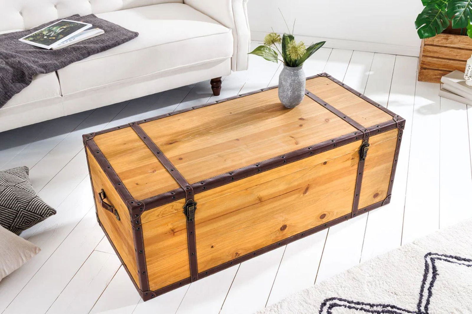 STOLIK KAWOWY DREWNO JODŁA 110 CM / 40886  / INVICTA INTERIOR