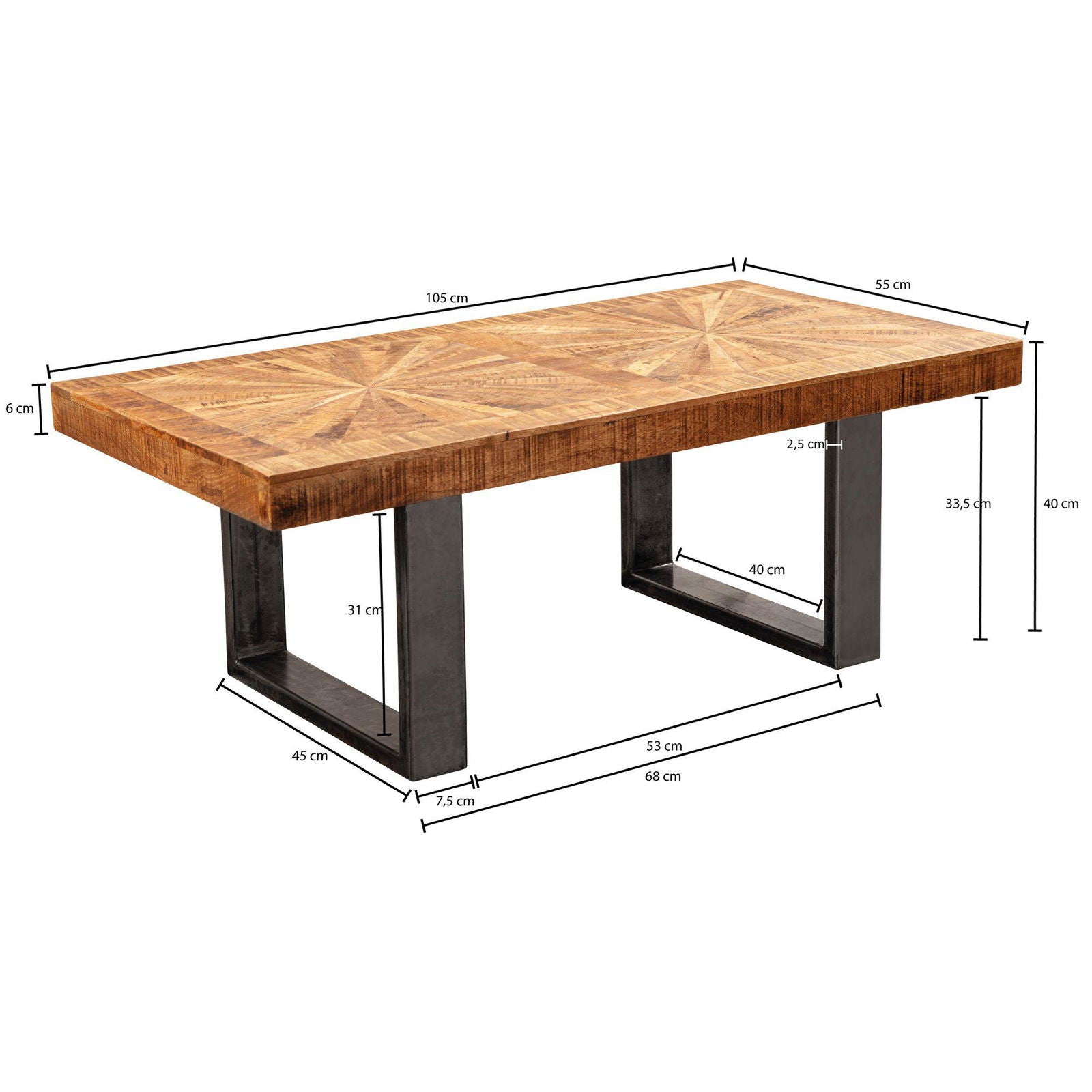 STOLIK KAWOWY DREWNO LITE MANGO 105 CM Wohnling / WL5.950