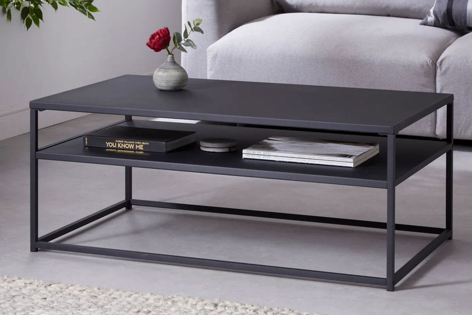 STOLIK KAWOWY DURA STEEL 100 CM CZARNY / 40860  / INVICTA INTERIOR