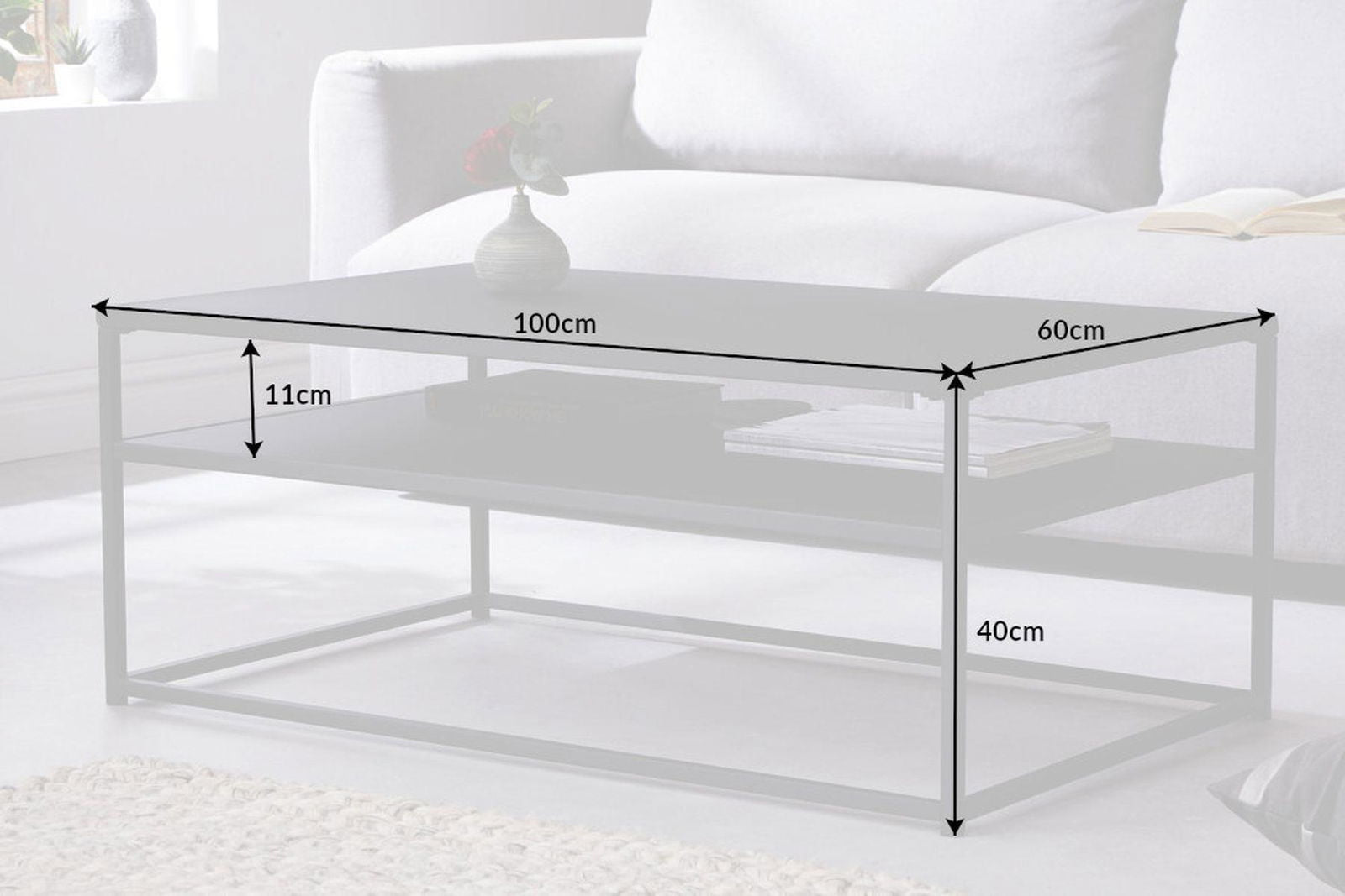 STOLIK KAWOWY DURA STEEL 100 CM CZARNY / 40860  / INVICTA INTERIOR