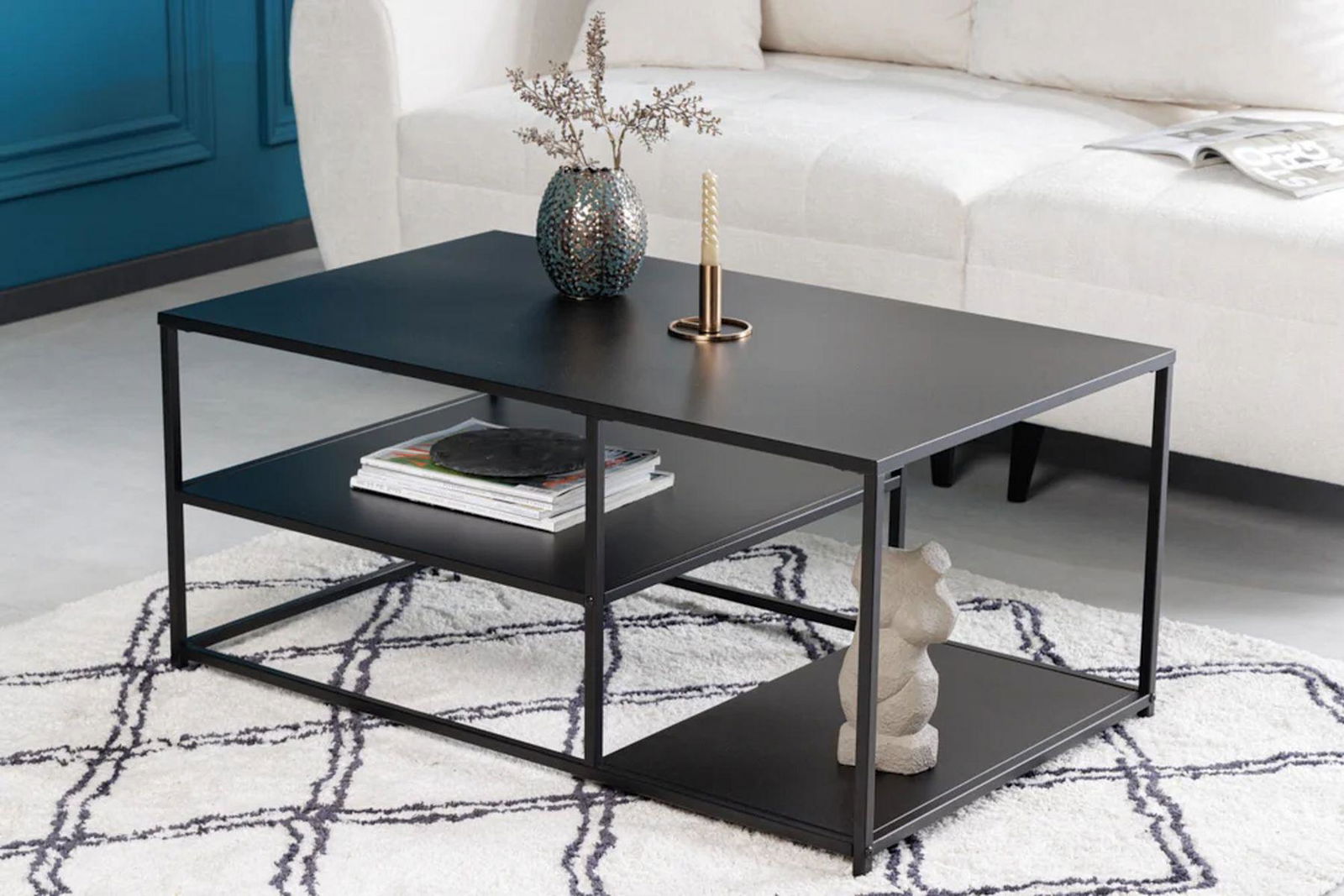STOLIK KAWOWY DURA STEEL 100 CM CZARNY / 41726  / INVICTA INTERIOR