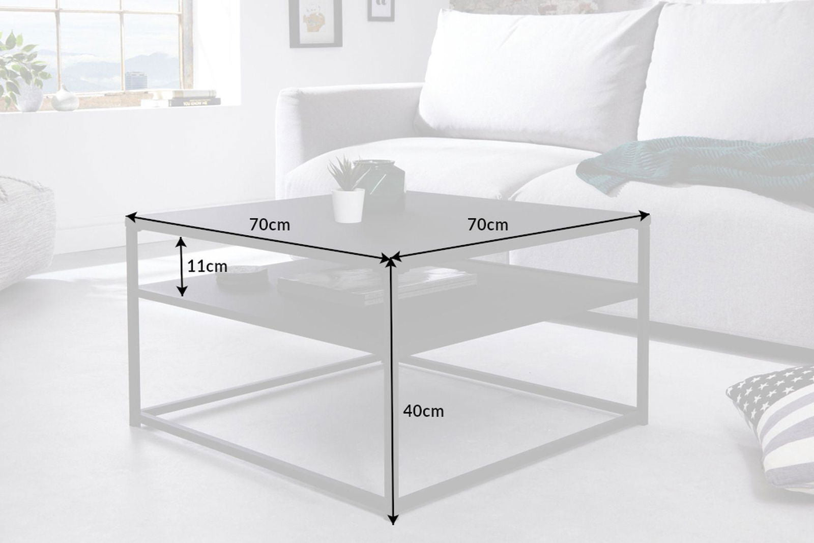 STOLIK KAWOWY DURA STEEL 70 CM CZARNY / 40858  / INVICTA INTERIOR