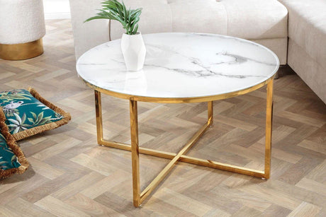 STOLIK KAWOWY ELEGANCE OPTYKA BIAŁY MARMUR 80 CM / 42160  / INVICTA INTERIOR