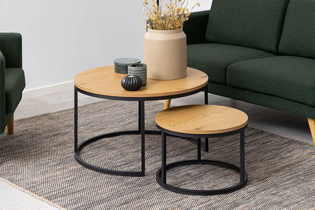 STOLIK KAWOWY ELEGANCE ZESTAWI DĄB 80 CM / 43642 / INVICTA INTERIOR