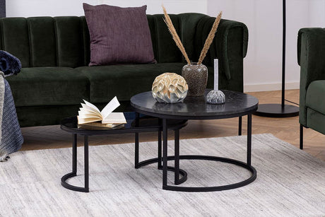 STOLIK KAWOWY ELEGANCE ZESTAW CZARNY 75 CM / 43641/ INVICTA INTERIOR