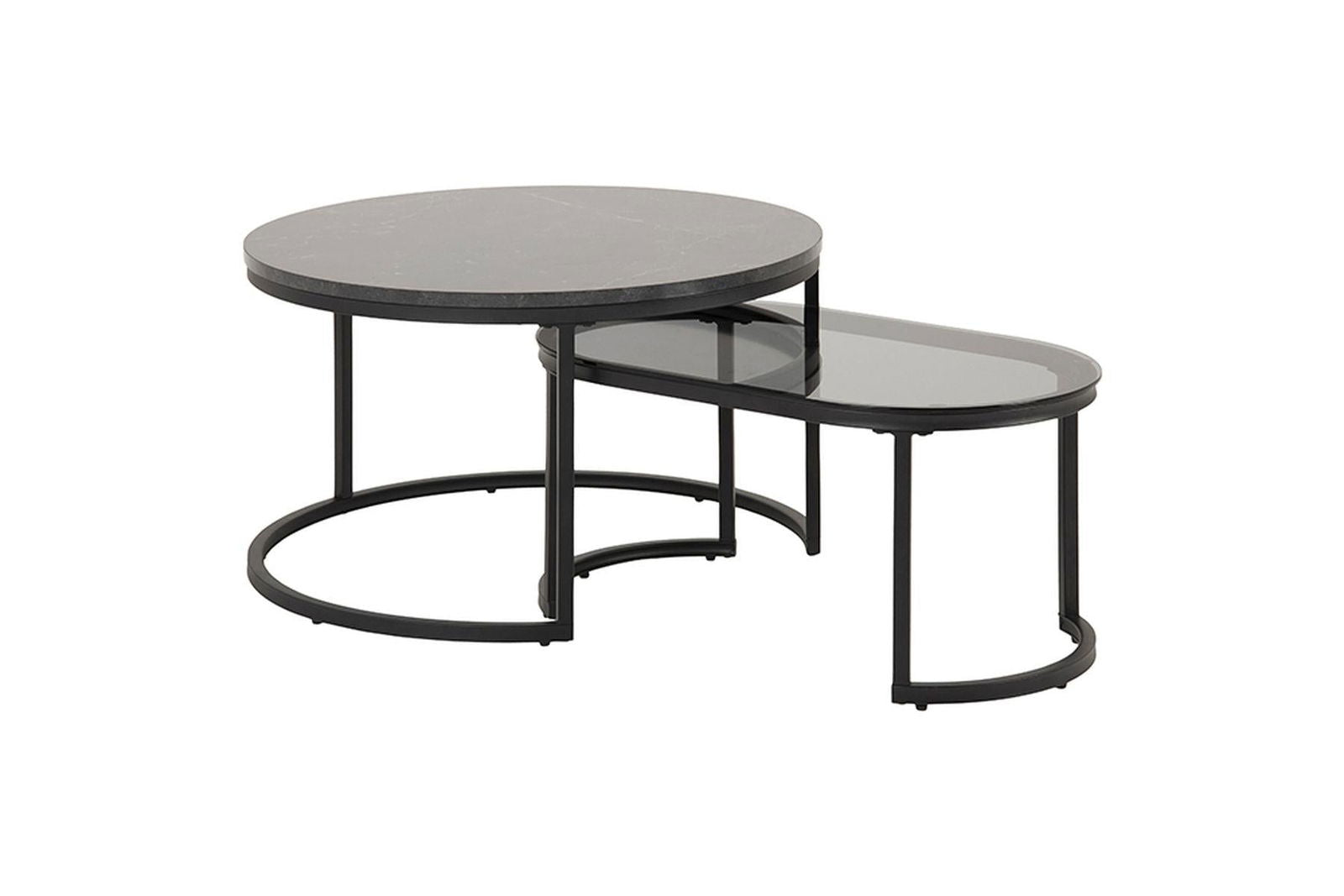 STOLIK KAWOWY ELEGANCE ZESTAW CZARNY 75 CM / 43641/ INVICTA INTERIOR