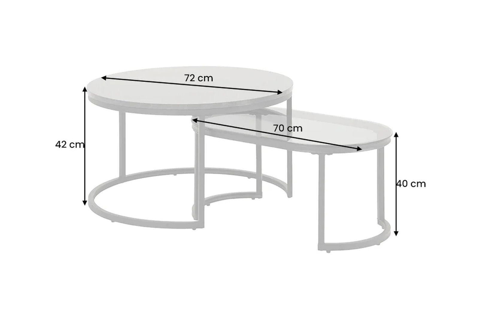 STOLIK KAWOWY ELEGANCE ZESTAW CZARNY 75 CM / 43641/ INVICTA INTERIOR
