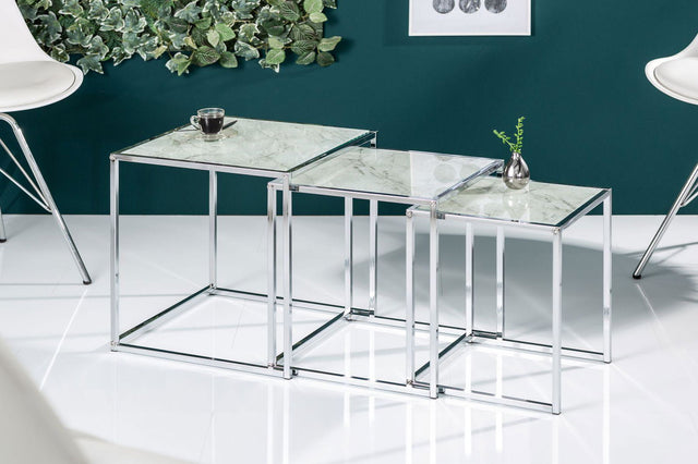 STOLIK KAWOWY ELEMENTS OPTYKA MARMUR BIAŁY / 40047  / INVICTA INTERIOR