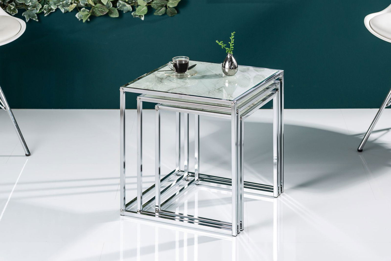 STOLIK KAWOWY ELEMENTS OPTYKA MARMUR BIAŁY / 40047  / INVICTA INTERIOR