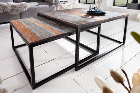 STOLIK KAWOWY ELEMENTS ZESTAW SHEESHAM / 40281  / INVICTA INTERIOR