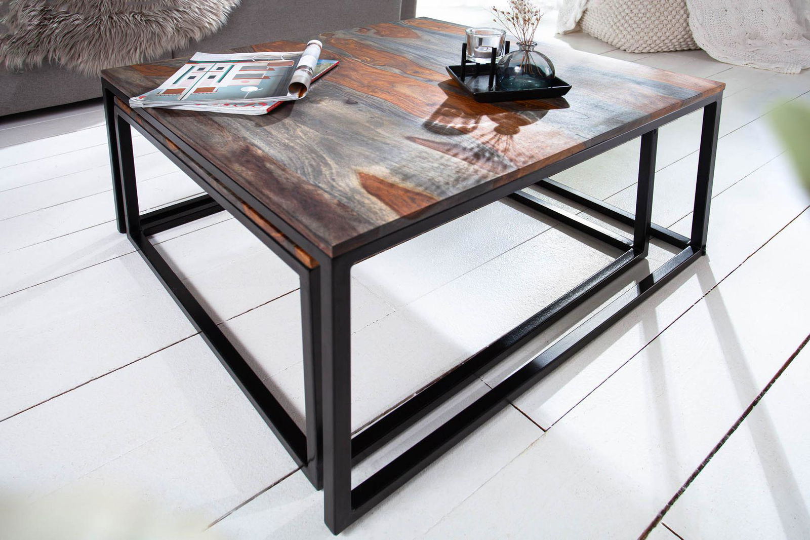 STOLIK KAWOWY ELEMENTS ZESTAW SHEESHAM / 40281  / INVICTA INTERIOR