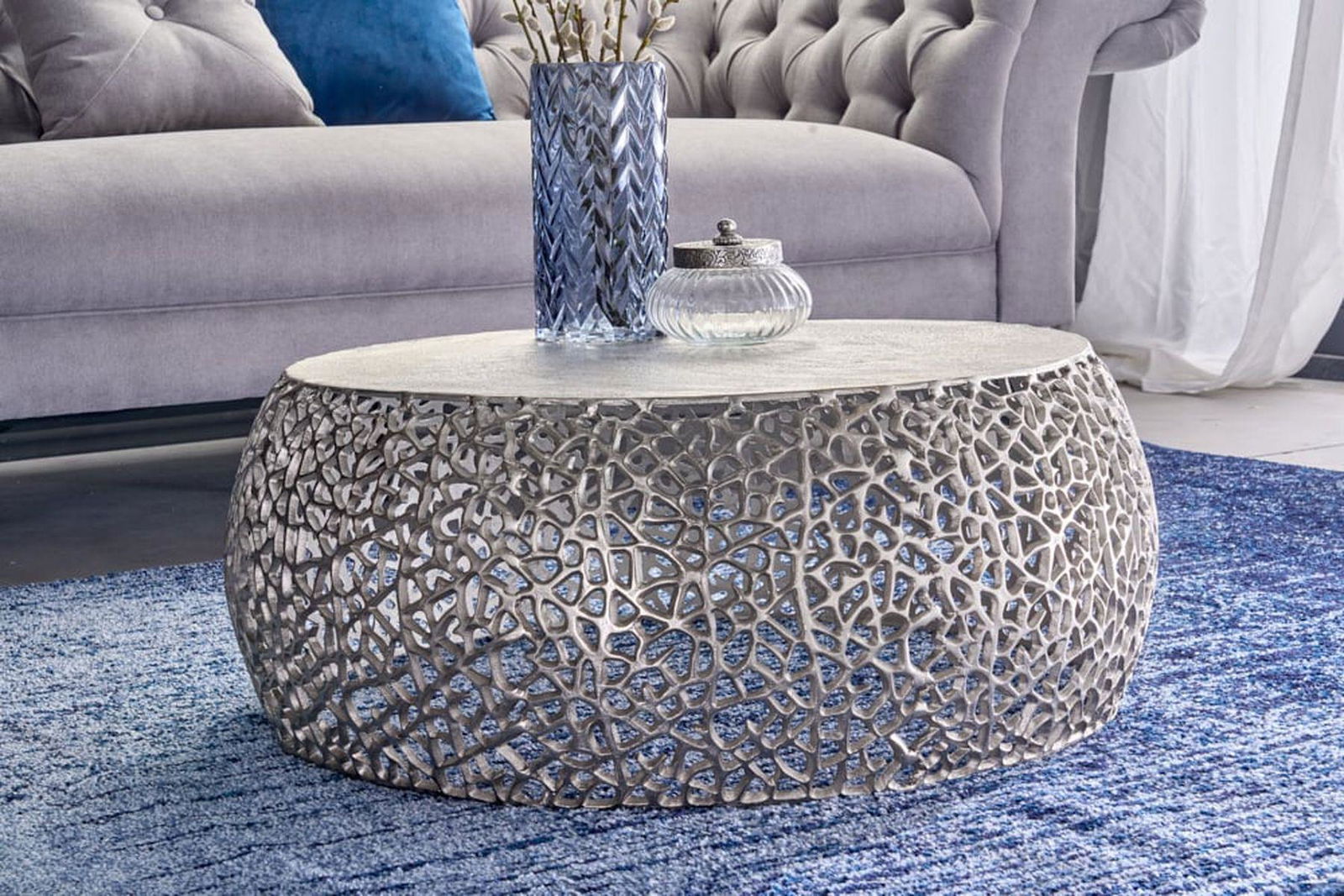 STOLIK KAWOWY LEAF SREBRNY / 43229 / INVICTA INTERIOR