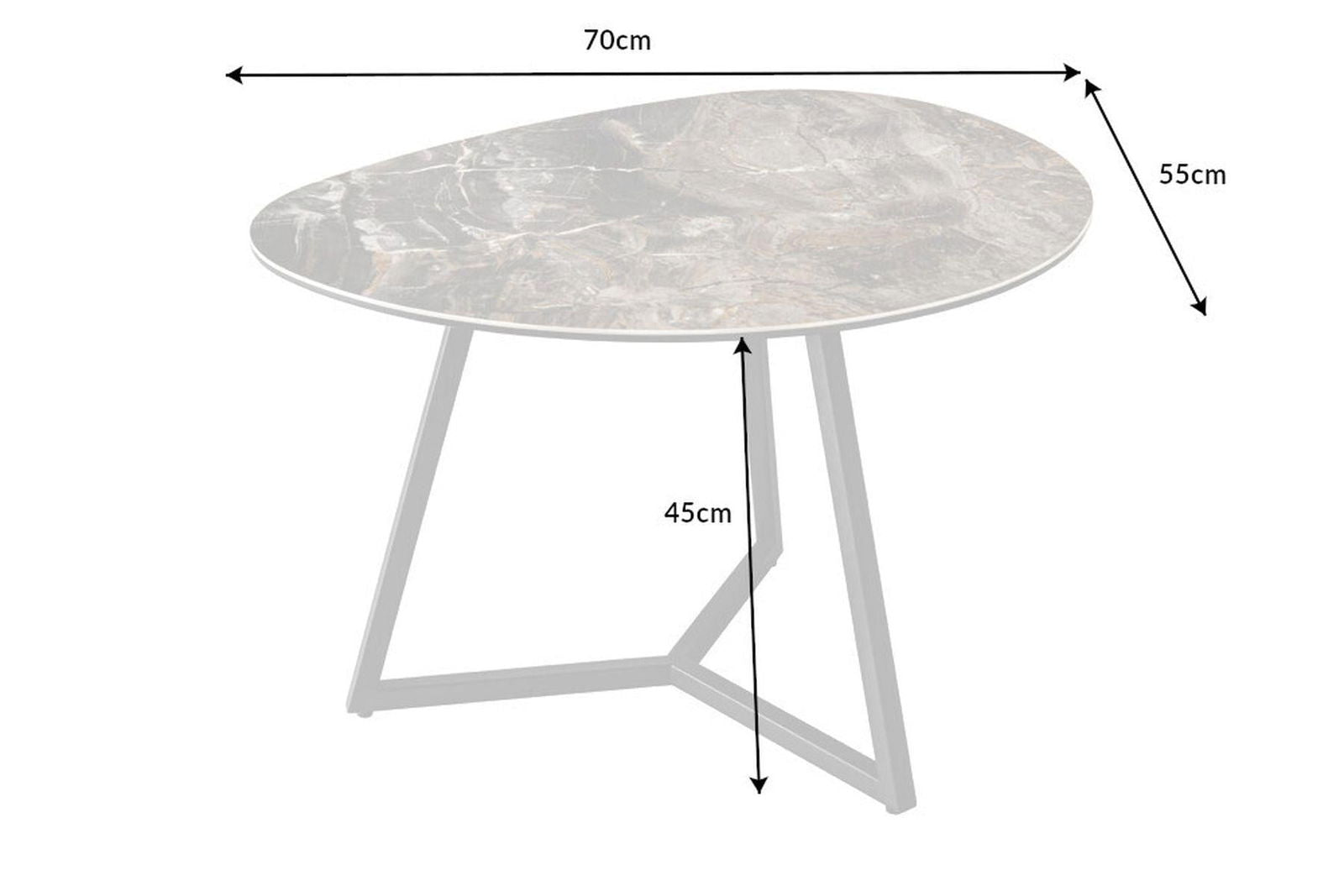 STOLIK KAWOWY MARVELOUS CIEMNOSZARY OPTYKA MARMURU 70 CM / 42143 / INVICTA INTERIOR