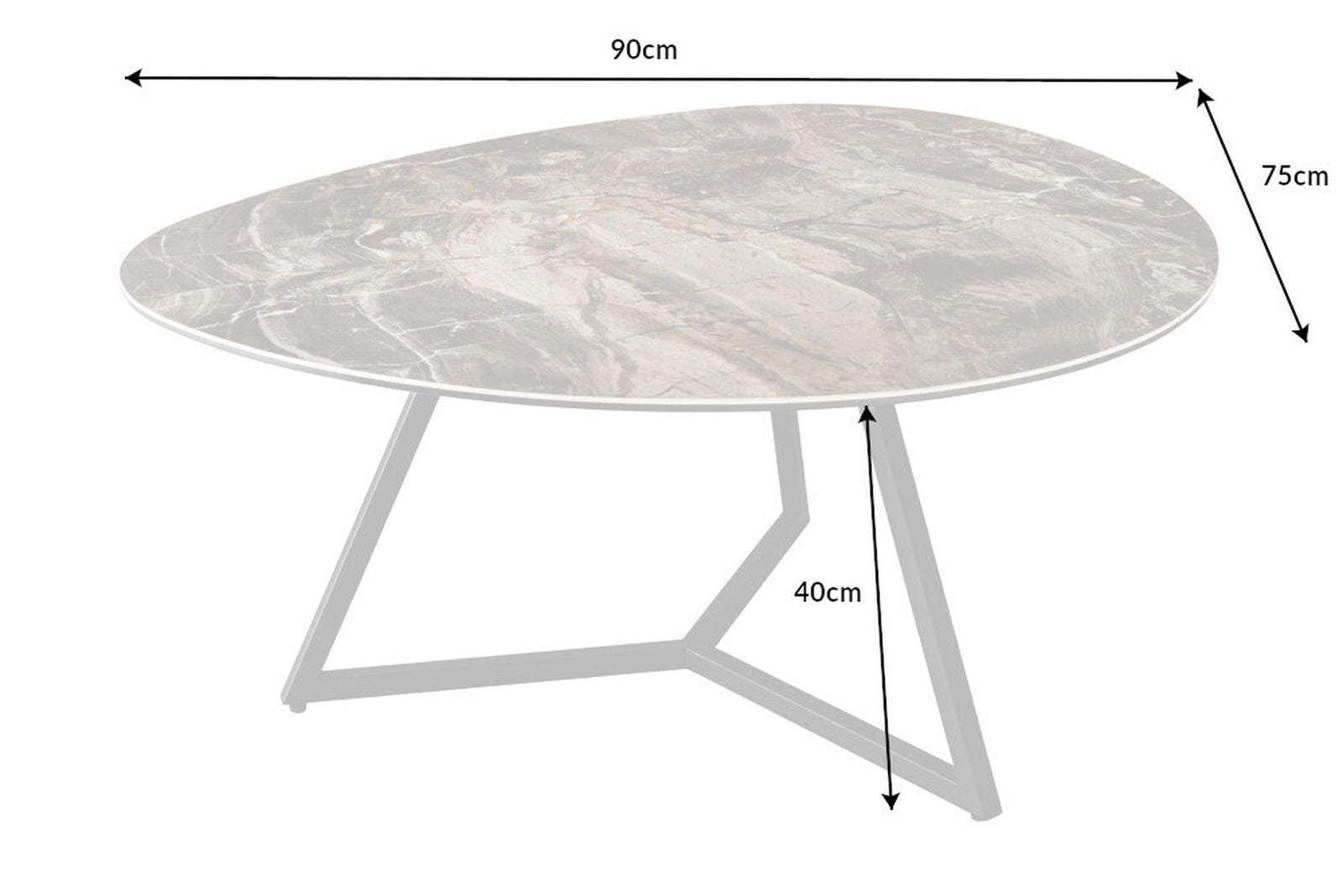 STOLIK KAWOWY MARVELOUS CIEMNOSZARY OPTYKA MARMURU 90 CM / 42141 / INVICTA INTERIOR