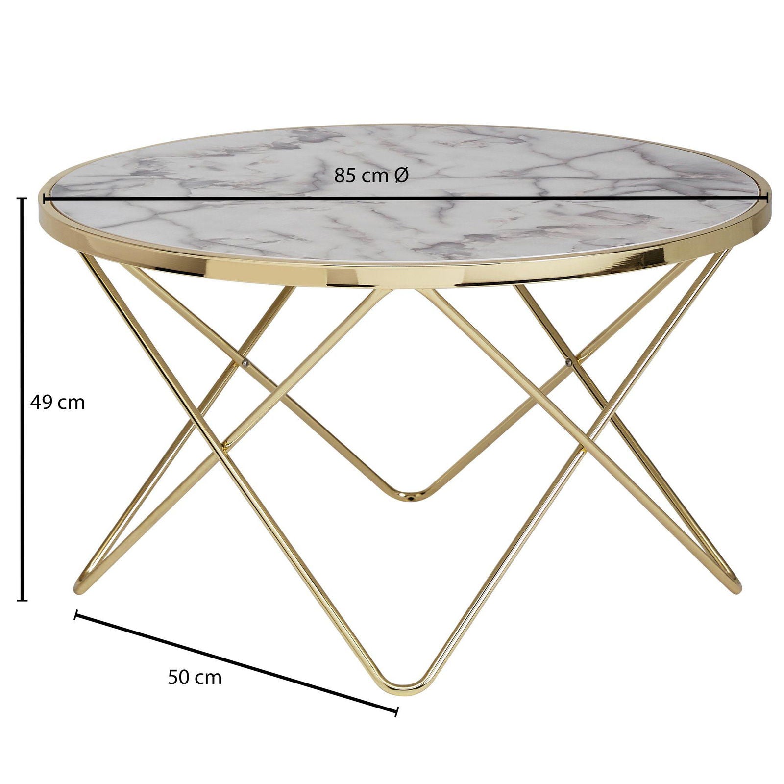 STOLIK KAWOWY OKRĄGŁY 85 CM OPTYKA BIAŁY MARMUR Wohnling /  WL5.998