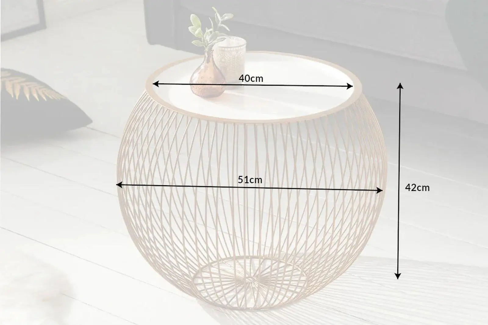 STOLIK KAWOWY STORAGE II 51 CM ZłOTY / BIAŁY / 40359  / INVICTA INTERIOR