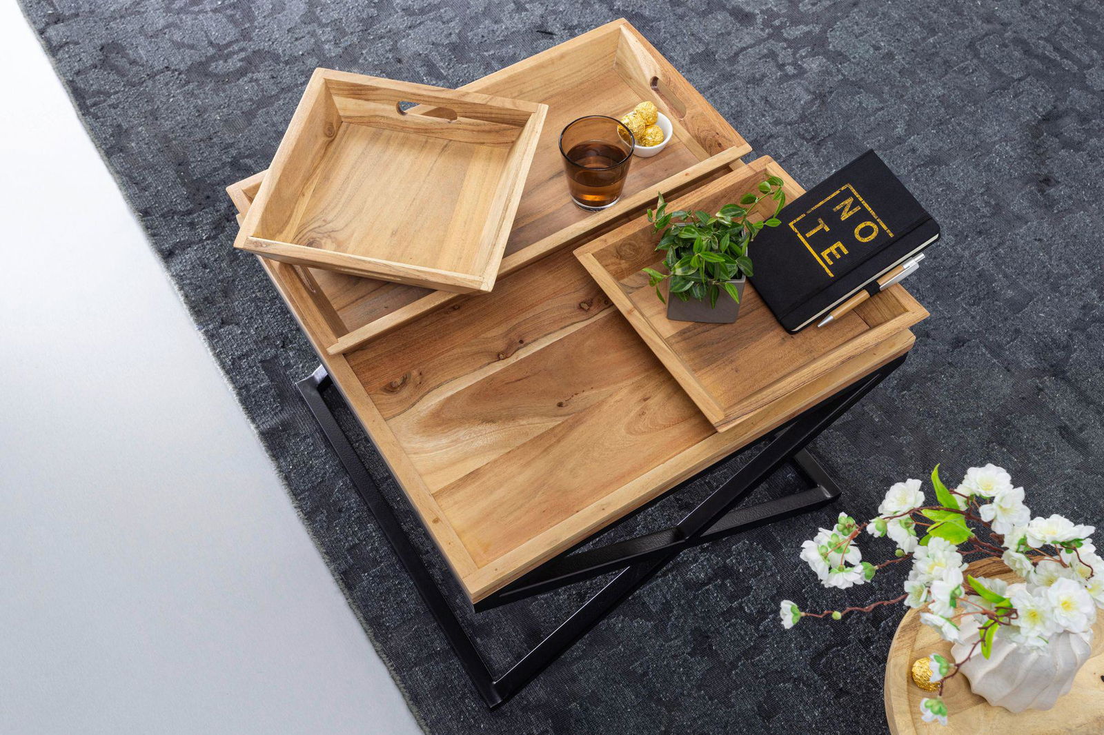 STOLIK KAWOWY WOHNLING DRREWNO LITE AKACJA / WL5.972