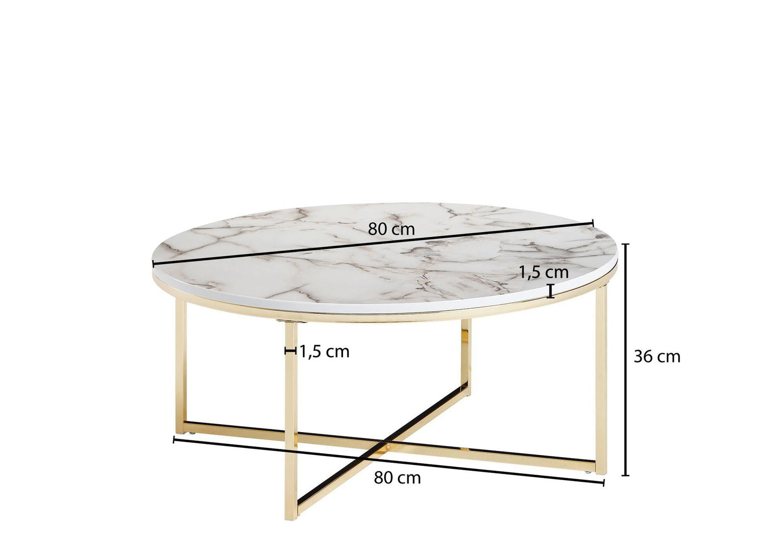 STOLIK KAWOWY WOHNLING OPTYKA BIAŁY MARMUR 80 CM / WL6.248
