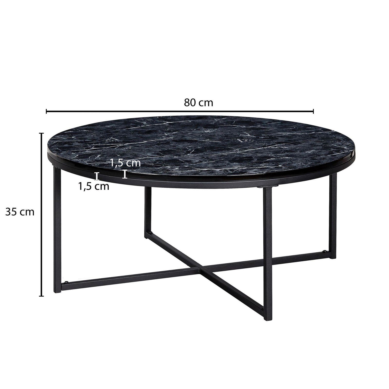 STOLIK KAWOWY WOHNLING OPTYKA CZARNY MARMUR 80 CM / WL6.247