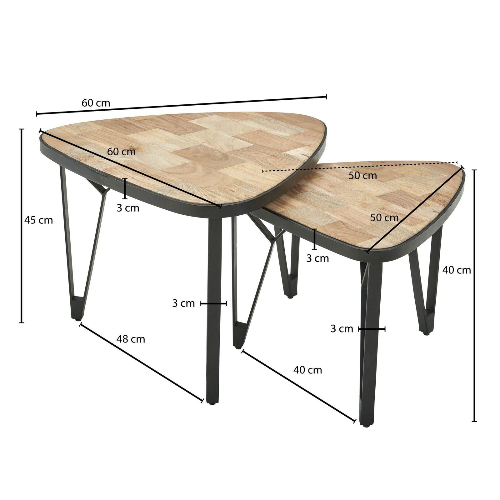 STOLIK KAWOWY Wohnling DREWNO LITE AKACJA / MANGO ZESTAW / WL6.348