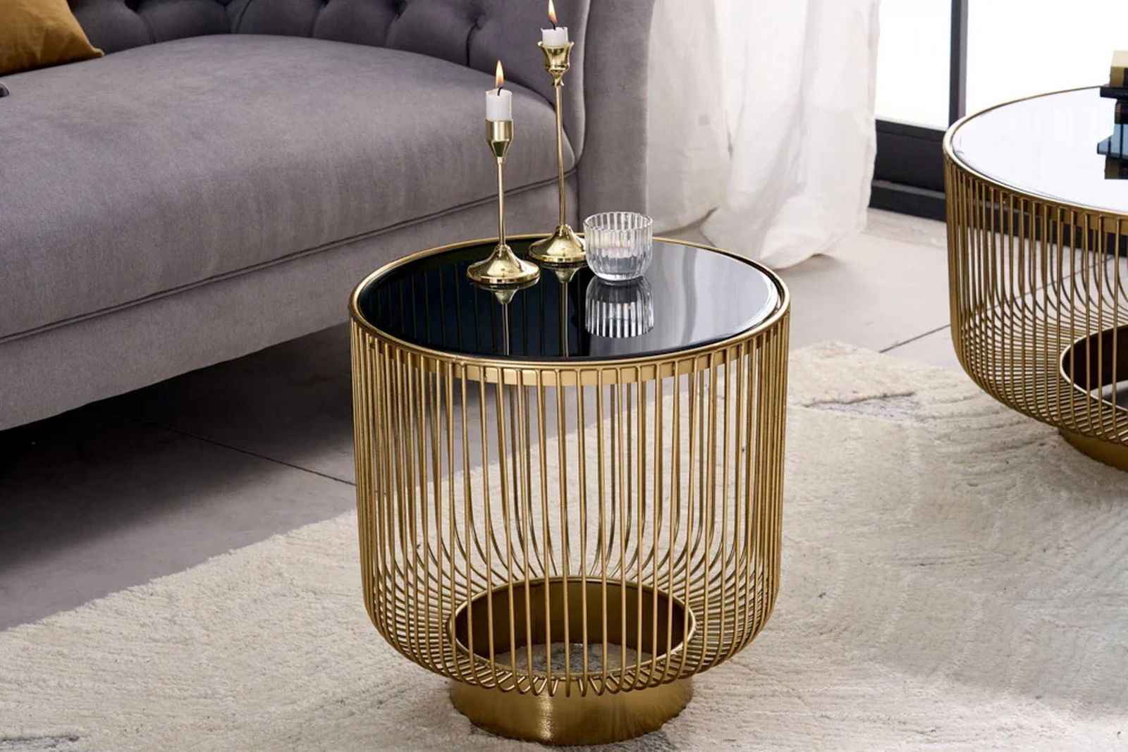 STOLIK KAWOWY ZŁOTY VARIATION / CZARNE SZKŁO / 43232 / INVICTA INTERIOR