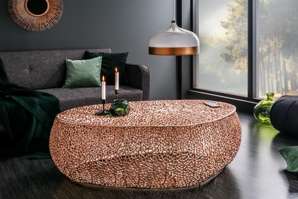 STOLIK LEAF MIEDZIANY 122 CM / 40289 / 41435 / INVICTA INTERIOR