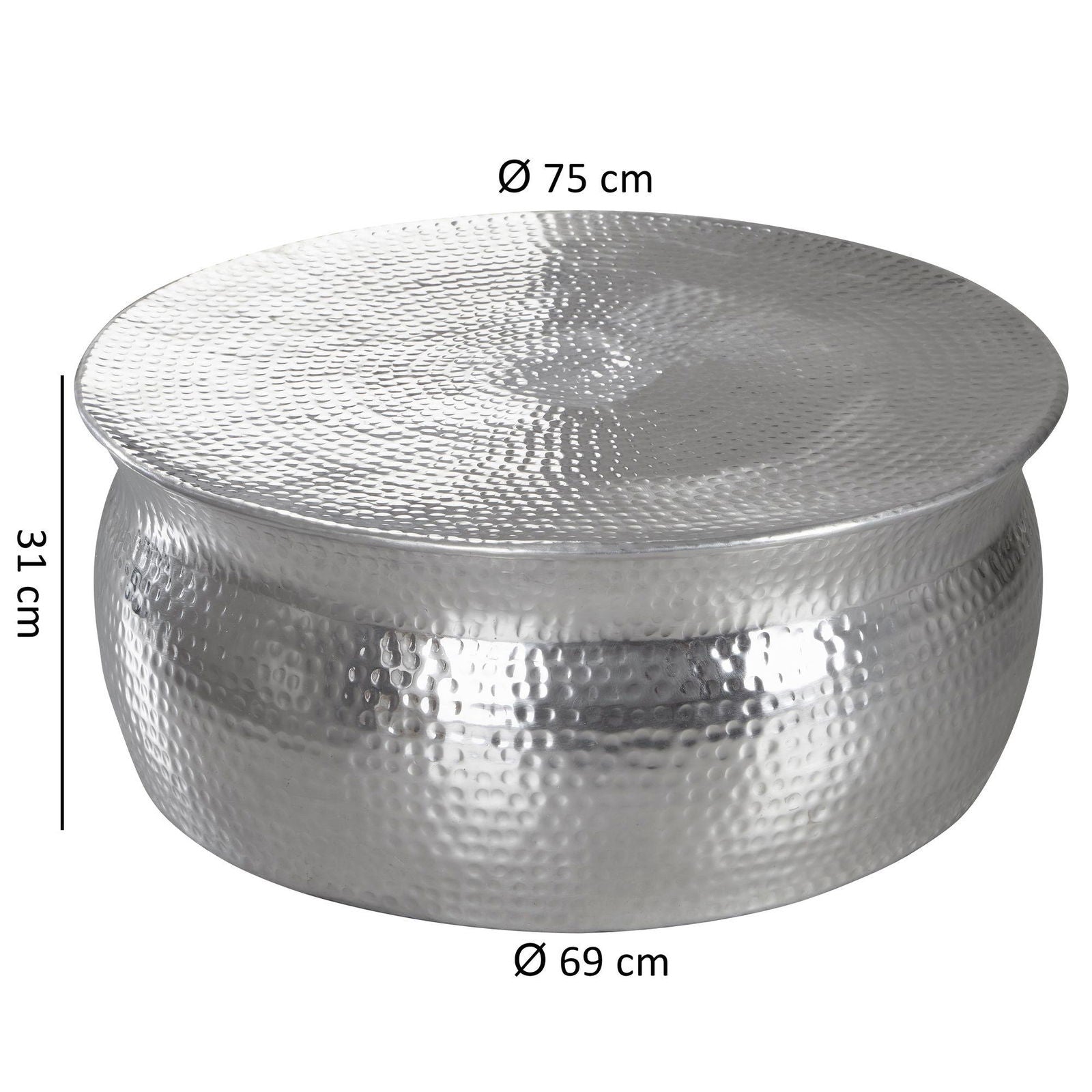 STOLIK MODEN WOHNLING ALUMINIUM SREBRNY 75 CM /WL5.451