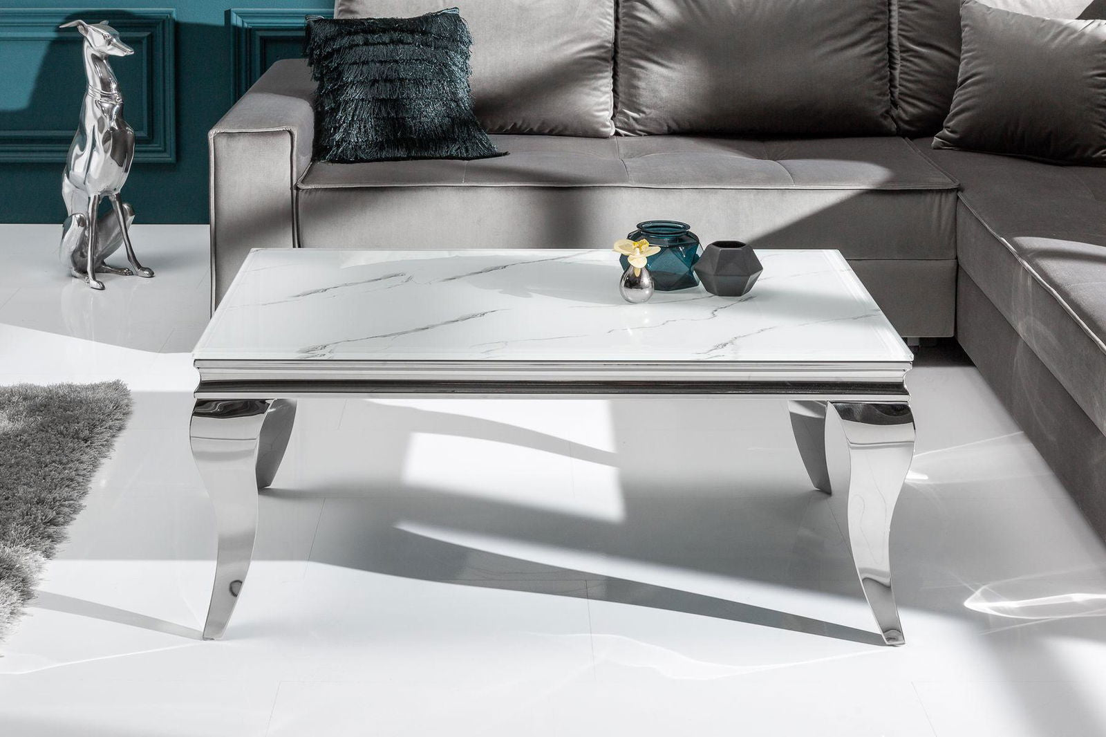 STOLIK MODERN BAROCK 100 CM OPTYKA MARMUR / 39998  / INVICTA INTERIOR