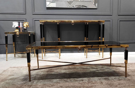 STOLIK MODERN LEW CZARNY 130 CM / ZŁOTY / ART