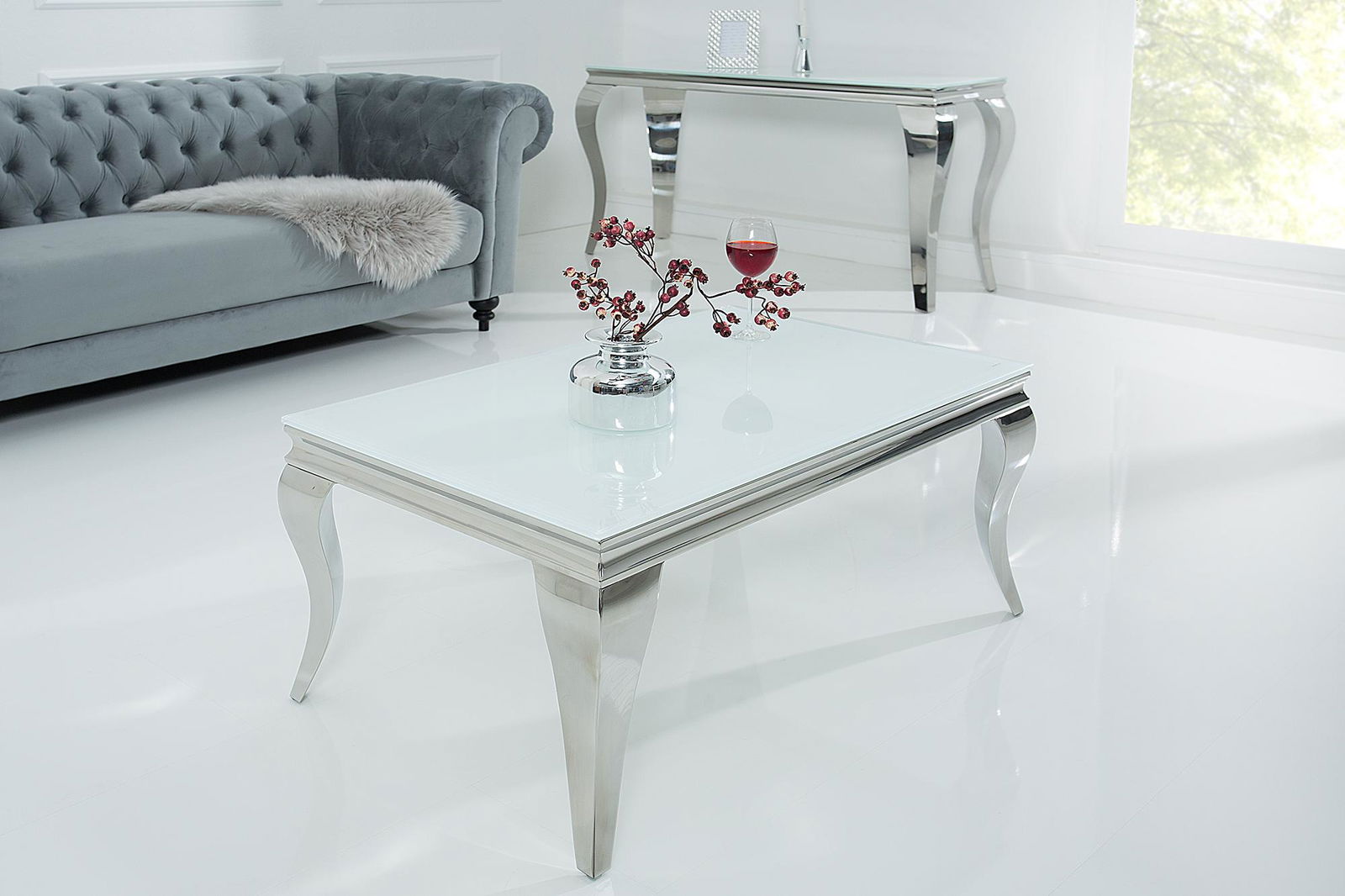 STOLIK MODERN SILVER WHITE /37353 / INVICTA INTERIOR