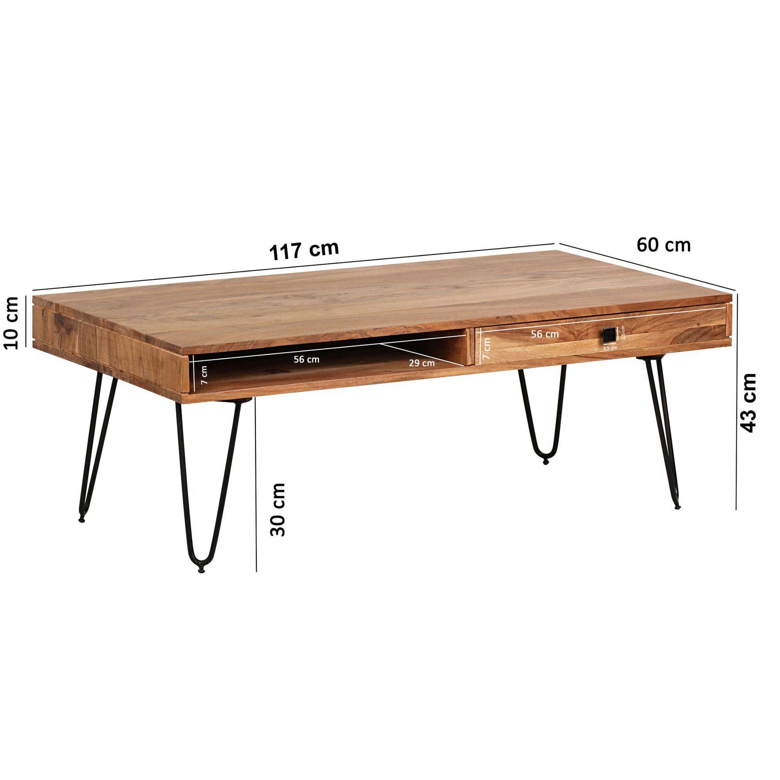 STOLIK Wohnling BAGLI DREWNO LITE AKACJA / WL1.514