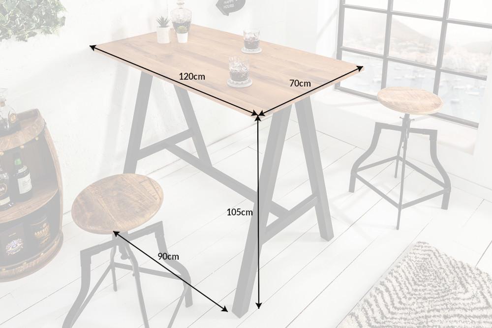 STÓŁ BAROWY CASTLE 120 CM DZIKI DĄB / 39722  / INVICTA INTERIOR