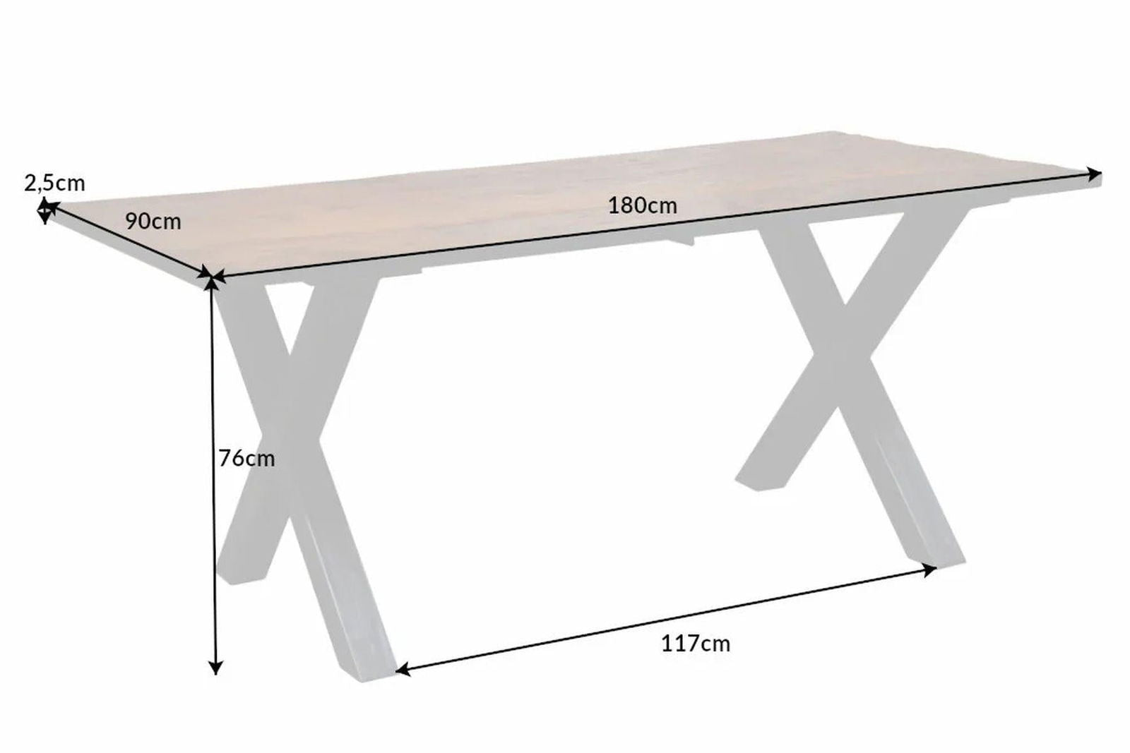 STÓŁ BARRACUDA Z RAMĄ X 180CM / 40568  / INVICTA INTERIOR