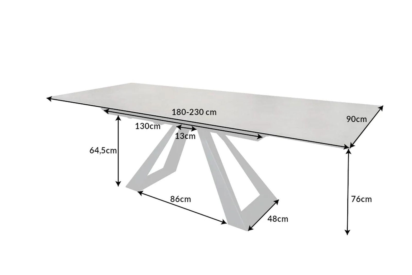 STÓŁ CONCORD 180 - 230 CM CERAMIKA ANTRACYT / 40648  / INVICTA INTERIOR