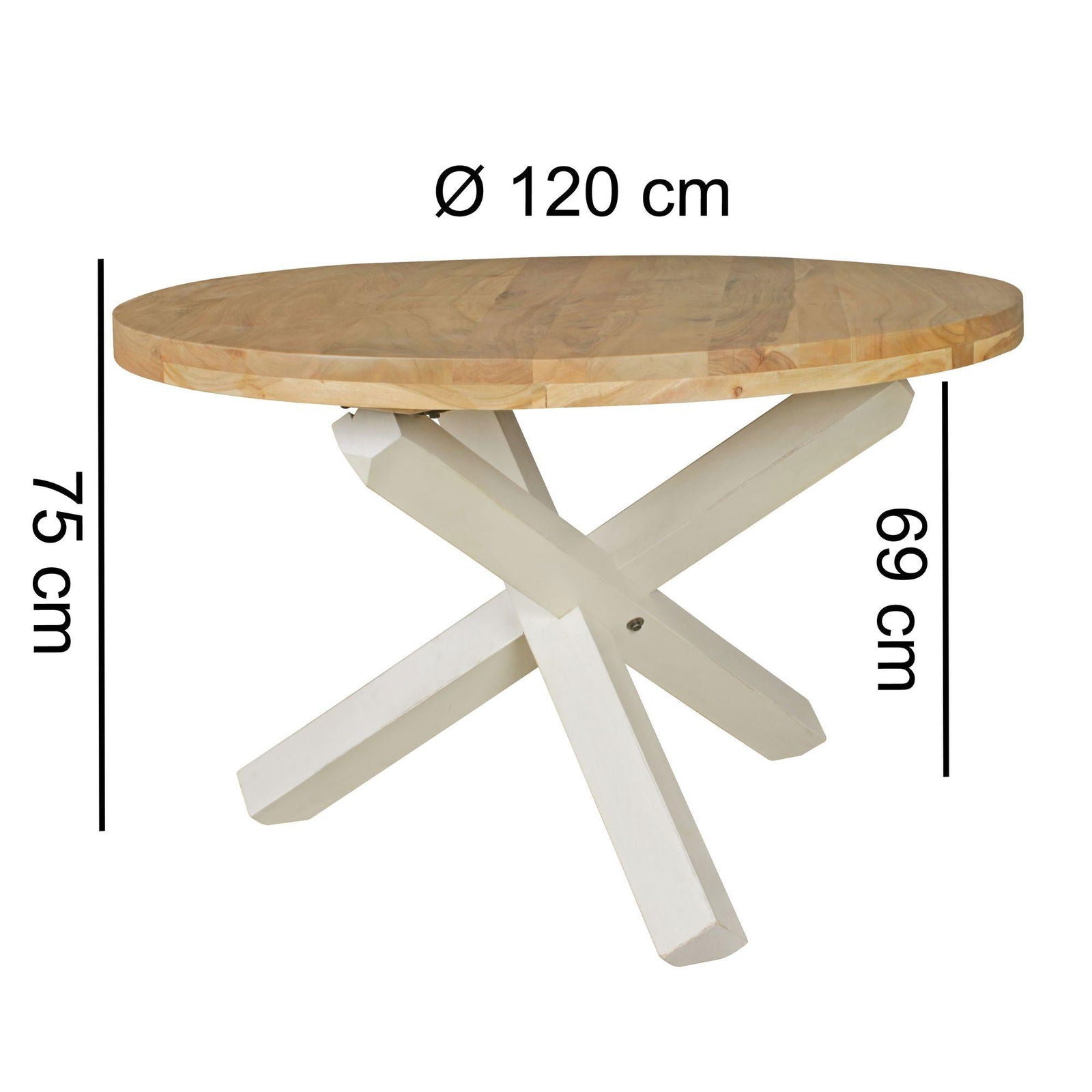 STÓŁ DO JADALNI 120 CM DREWNO LITE AKACJA Wohnling / WL5.056