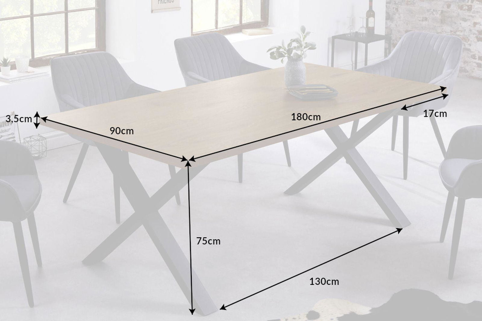 STÓŁ DO JADALNI  LOFT 180 CM OPTYKA DĄB / 40871  / INVICTA INTERIOR