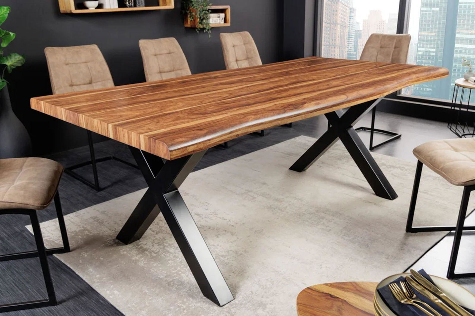 STÓŁ DO JADALNI OPTYKA ORZECHA WŁOSKIEGO 180 CM / 42277  / INVICTA INTERIOR